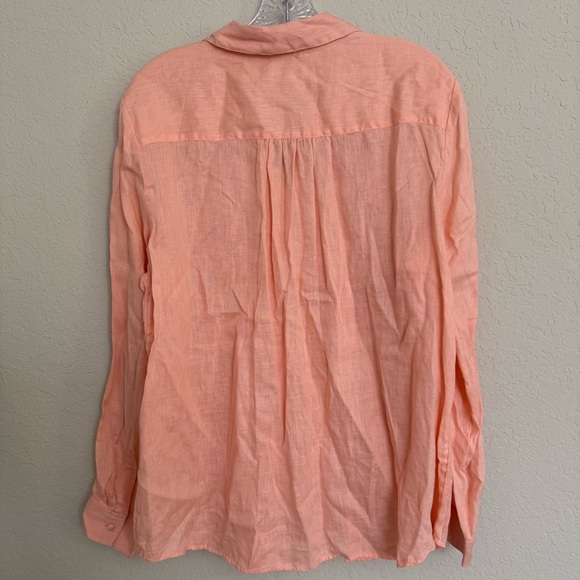 Charter Club Orange Linen Embroidered Button Up Shirt Size XL Natural Fibers - Picture 2 of 7